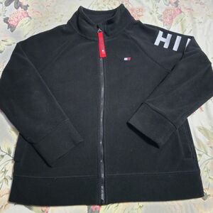 Tommy Hilfiger Black Full-Zip Kids Fleece Jacket with Red Zip Pull